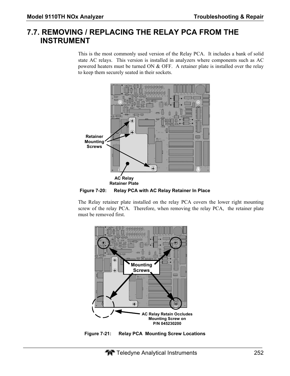 Teledyne 9110TH - Nitrogen Oxides Analyzer User Manual | Page 272 / 335