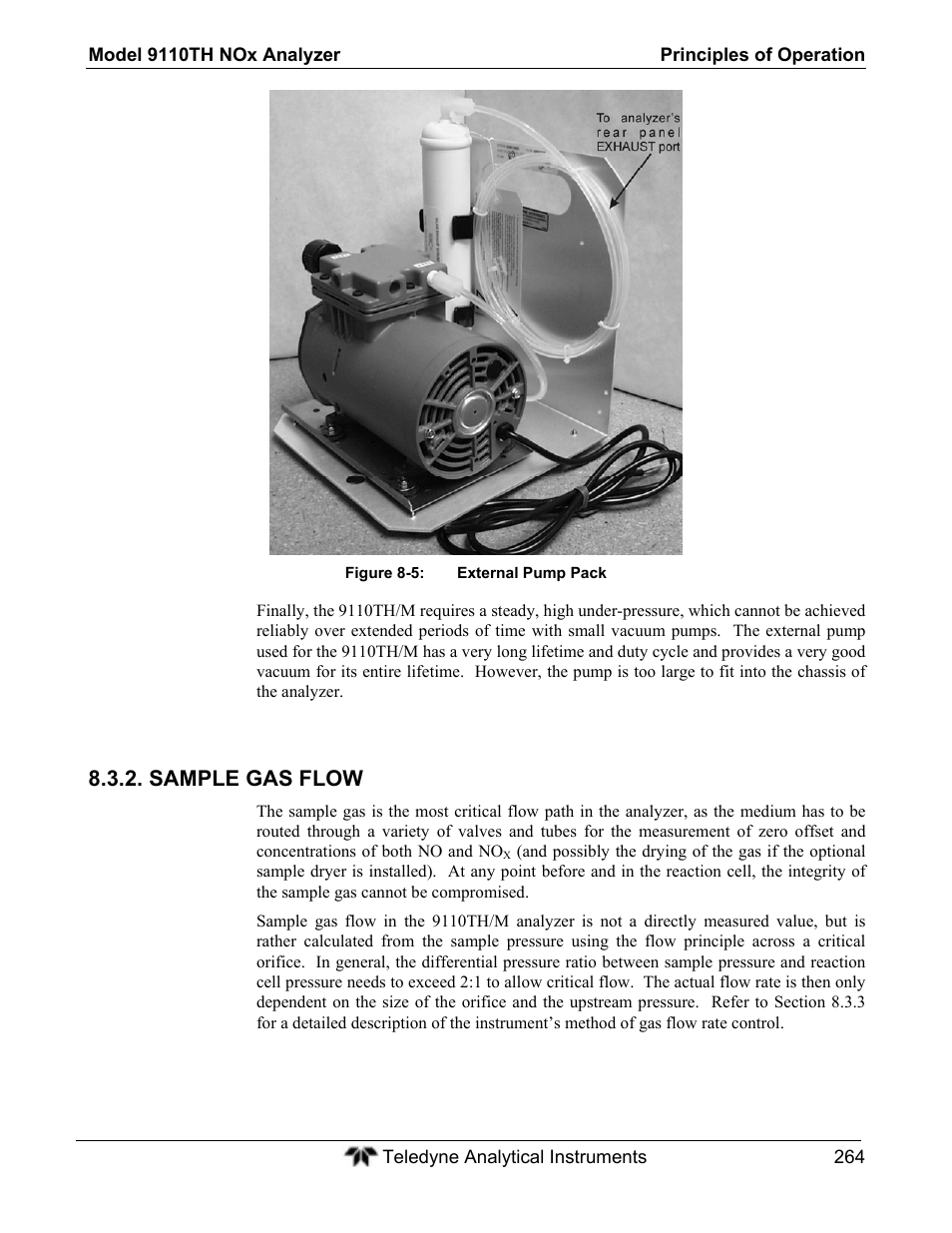 Sample gas flow | Teledyne 9110TH - Nitrogen Oxides Analyzer User Manual | Page 284 / 335