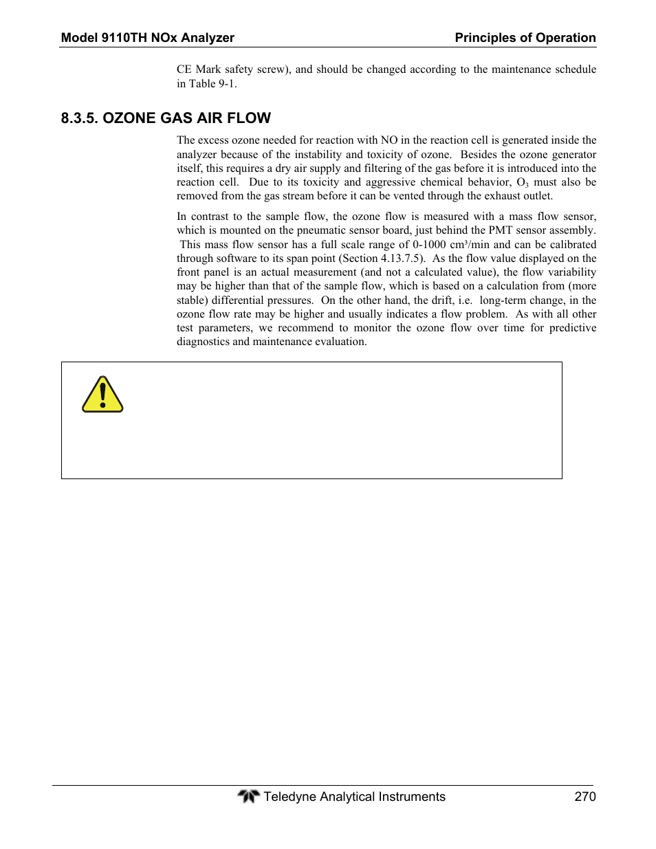 Ozone gas air flow | Teledyne 9110TH - Nitrogen Oxides Analyzer User Manual | Page 290 / 335