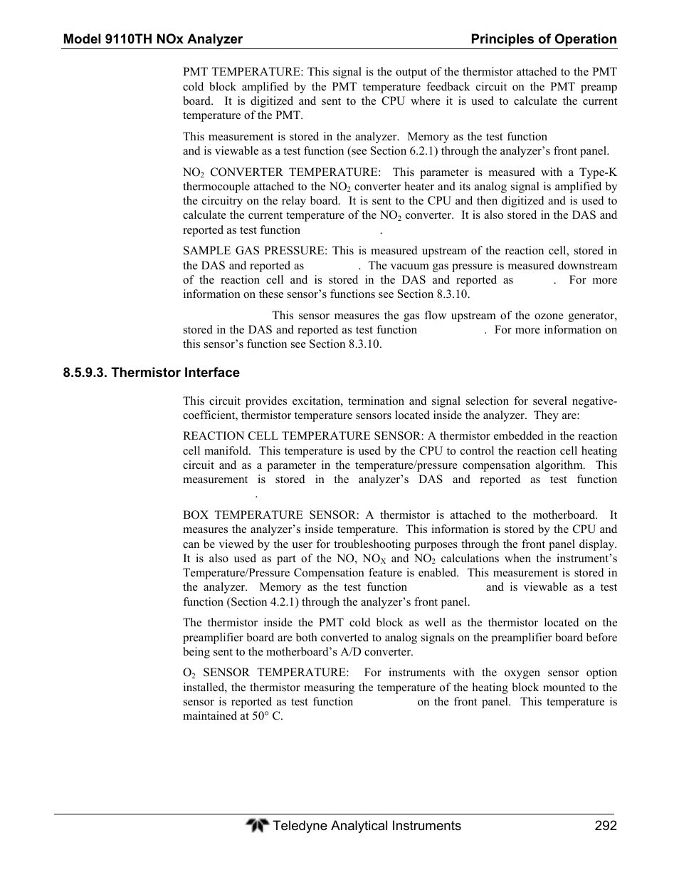 Teledyne 9110TH - Nitrogen Oxides Analyzer User Manual | Page 312 / 335