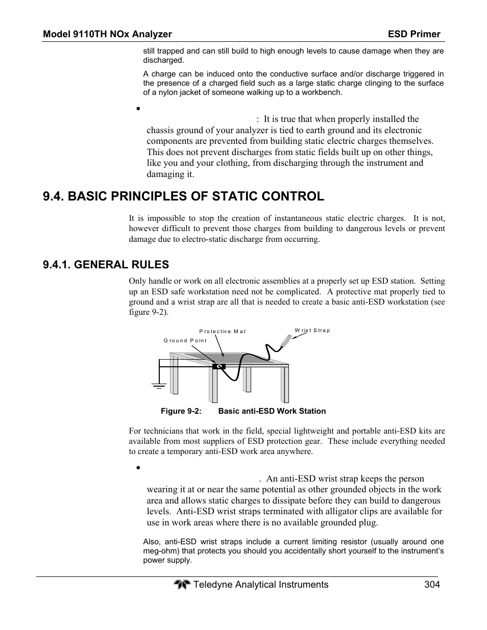 Basic principles of static control, General rules | Teledyne 9110TH - Nitrogen Oxides Analyzer User Manual | Page 324 / 335