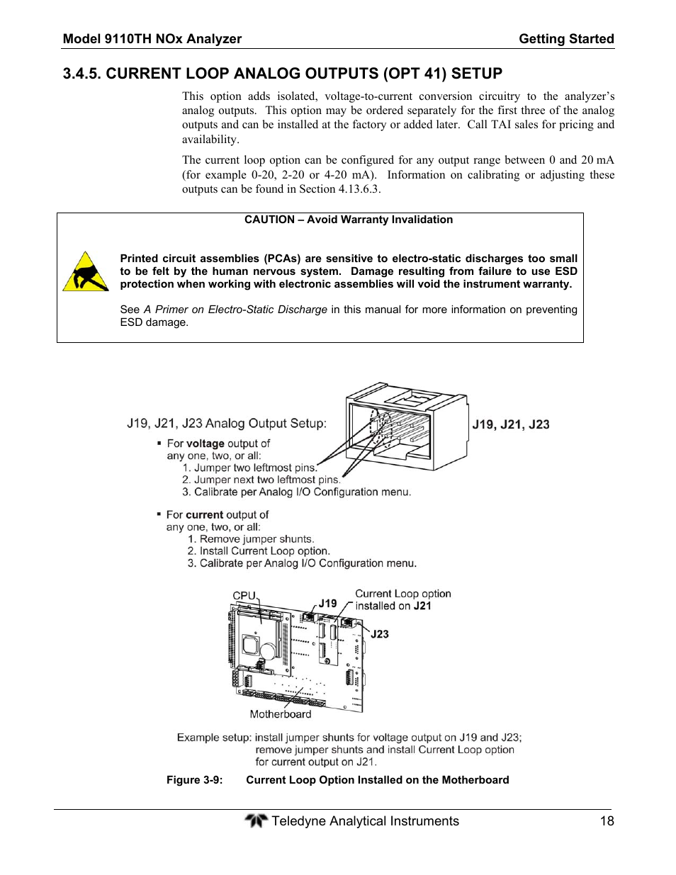 Current loop analog outputs (opt 41) setup | Teledyne 9110TH - Nitrogen Oxides Analyzer User Manual | Page 38 / 335