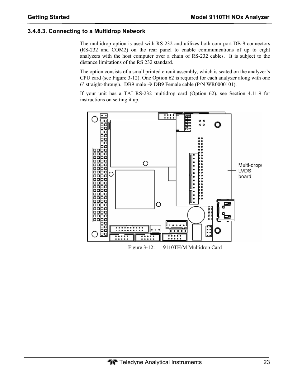Teledyne 9110TH - Nitrogen Oxides Analyzer User Manual | Page 43 / 335