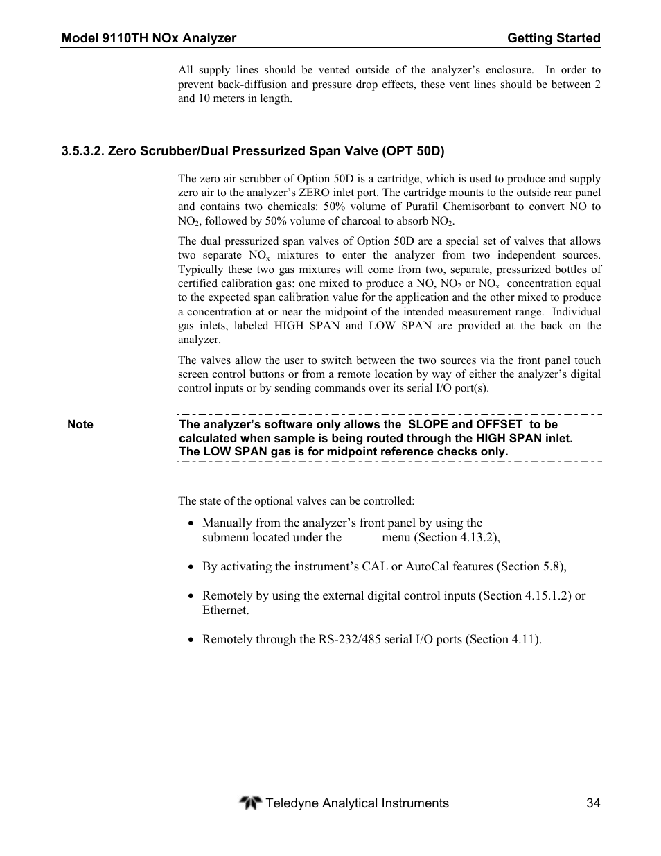 Teledyne 9110TH - Nitrogen Oxides Analyzer User Manual | Page 54 / 335