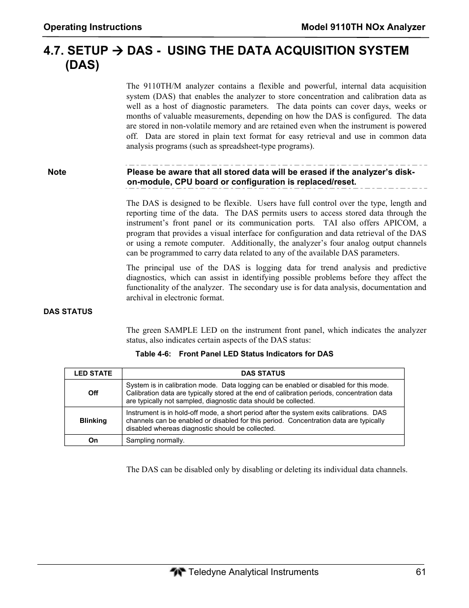 Teledyne 9110TH - Nitrogen Oxides Analyzer User Manual | Page 81 / 335