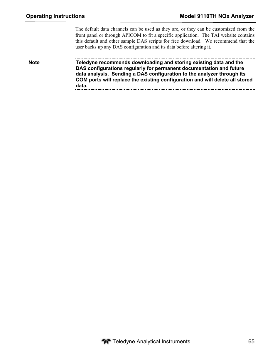 Teledyne 9110TH - Nitrogen Oxides Analyzer User Manual | Page 85 / 335