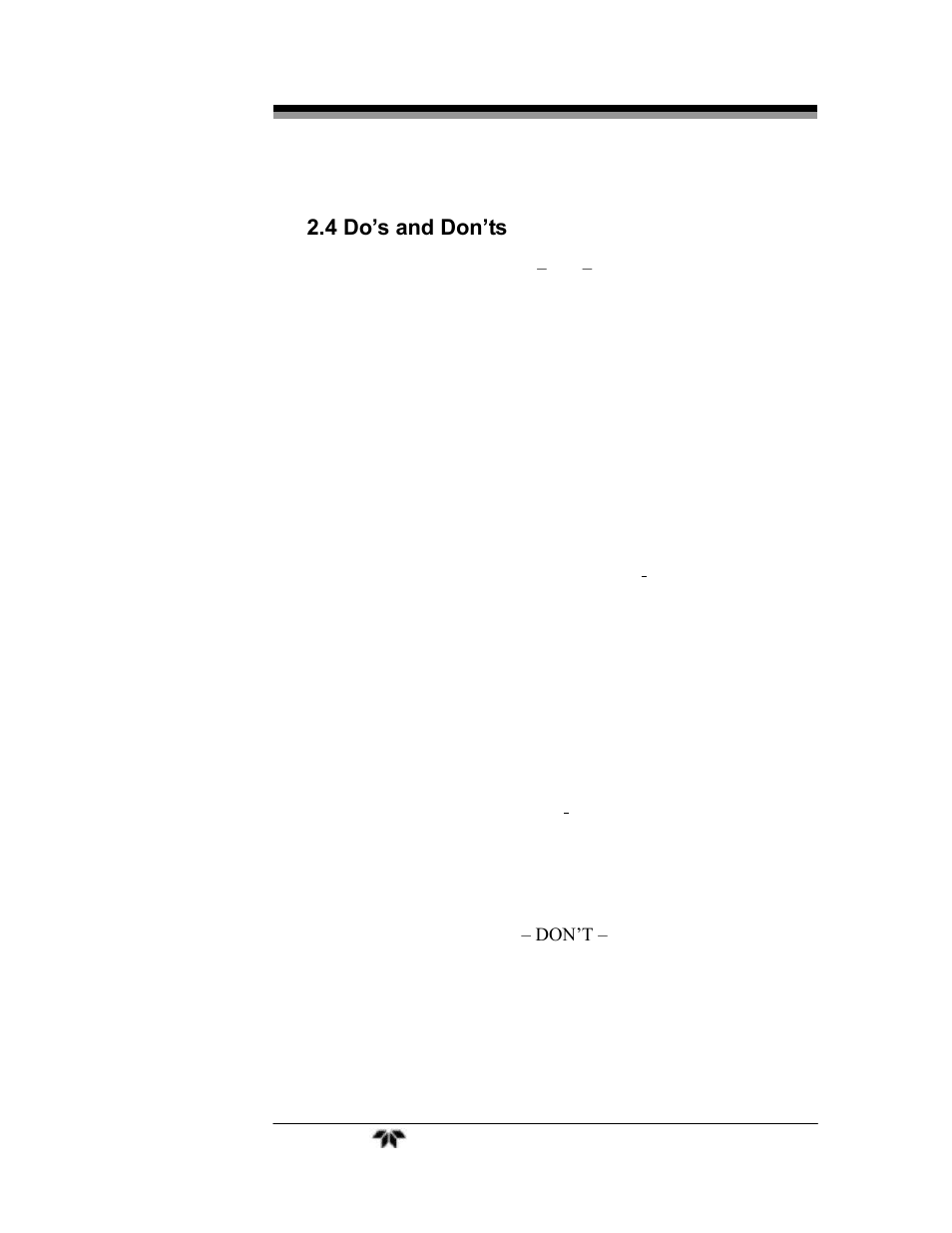 Do’s and don’ts | Teledyne MD300 - Oxygen analyzer and monitor (Diving) User Manual | Page 27 / 39