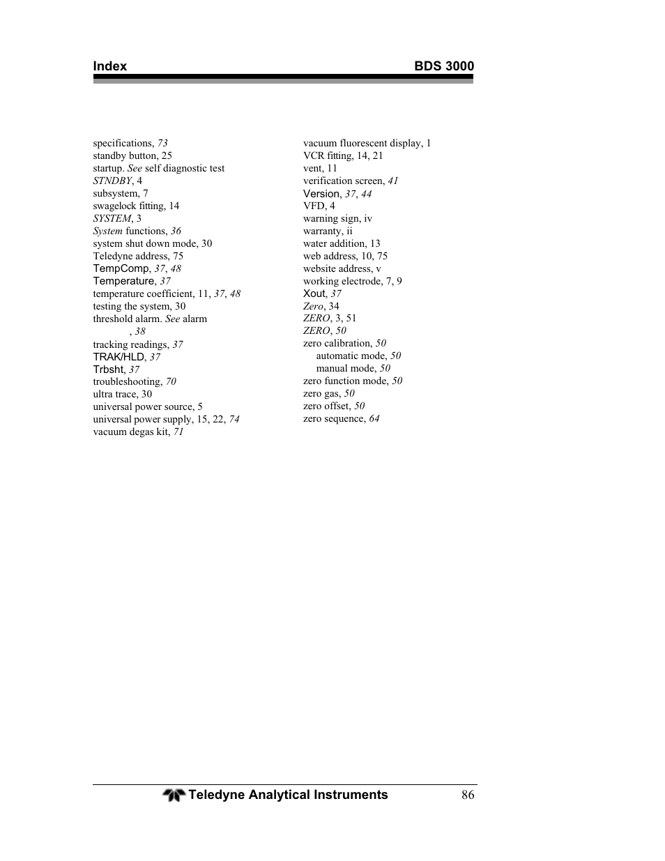 Teledyne BDS-3000 - Oxygen analyzer User Manual | Page 100 / 100