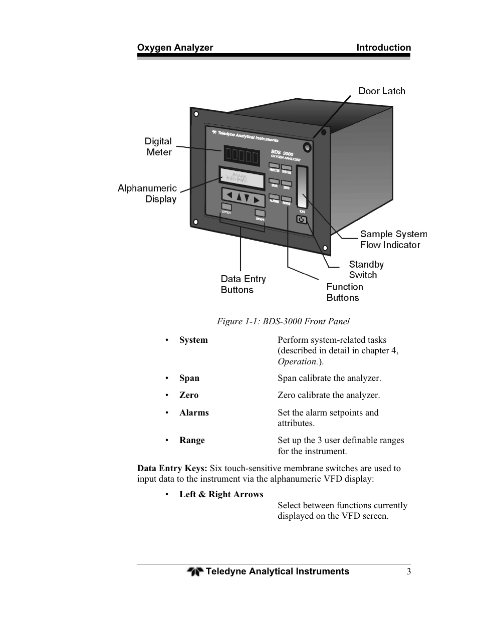 Teledyne BDS-3000 - Oxygen analyzer User Manual | Page 17 / 100