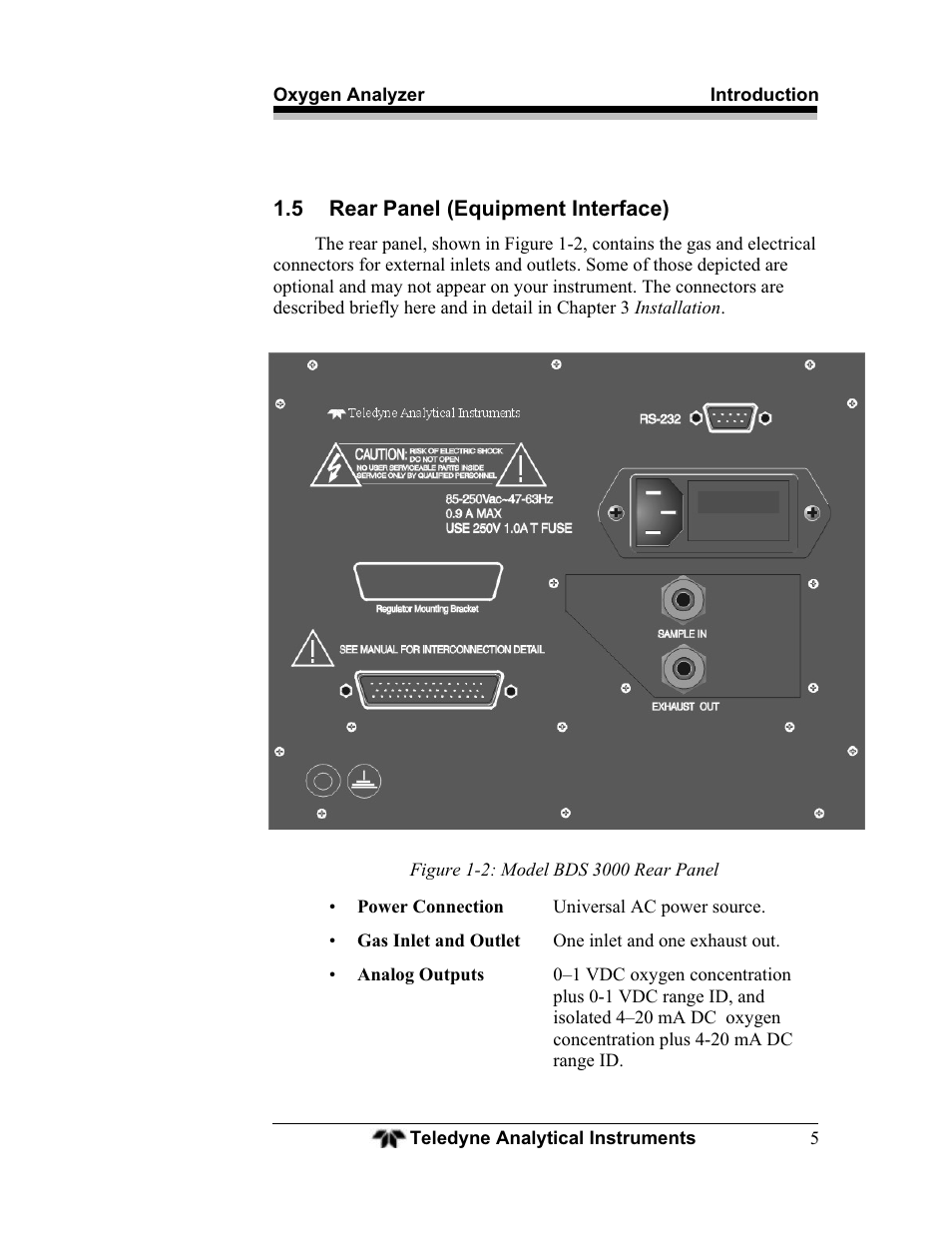 Teledyne BDS-3000 - Oxygen analyzer User Manual | Page 19 / 100