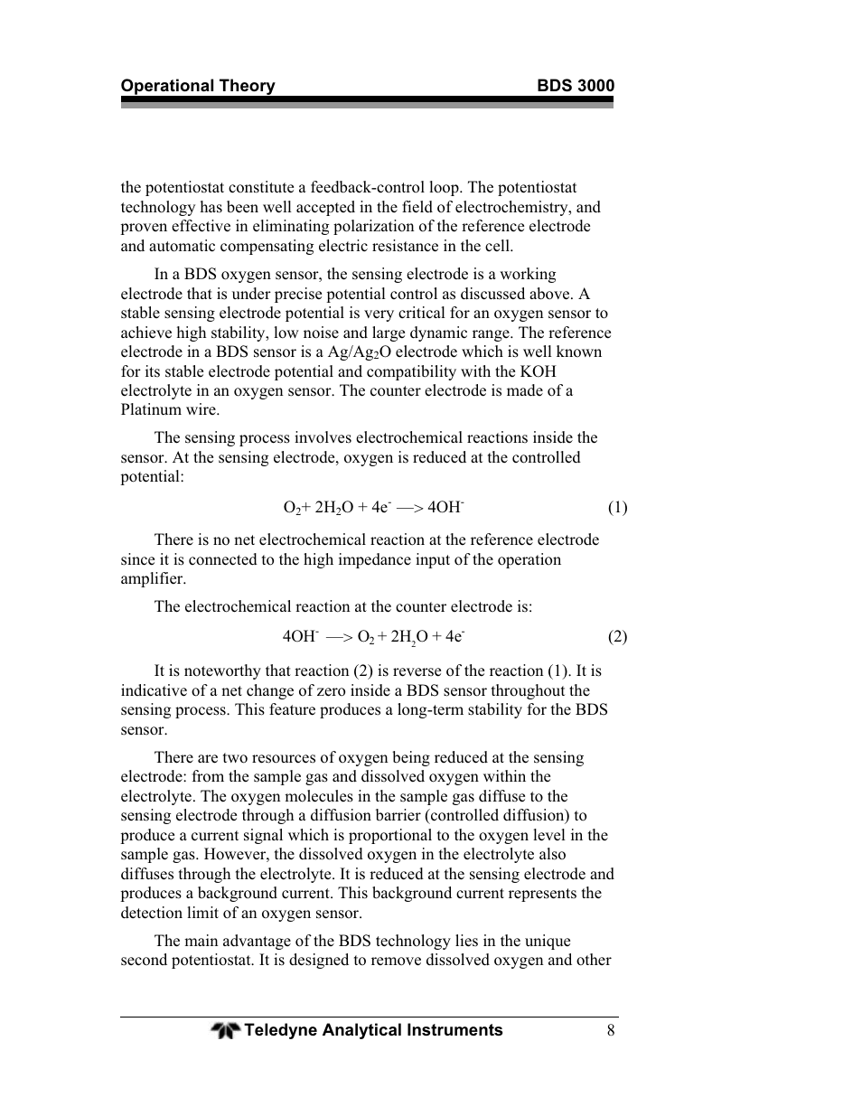 Teledyne BDS-3000 - Oxygen analyzer User Manual | Page 22 / 100