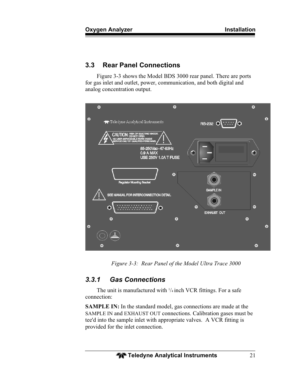 Teledyne BDS-3000 - Oxygen analyzer User Manual | Page 35 / 100