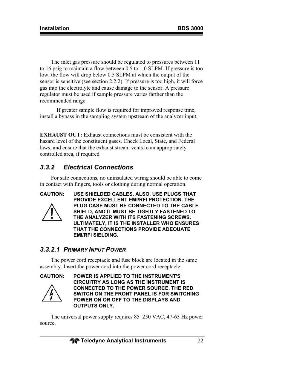 Teledyne BDS-3000 - Oxygen analyzer User Manual | Page 36 / 100