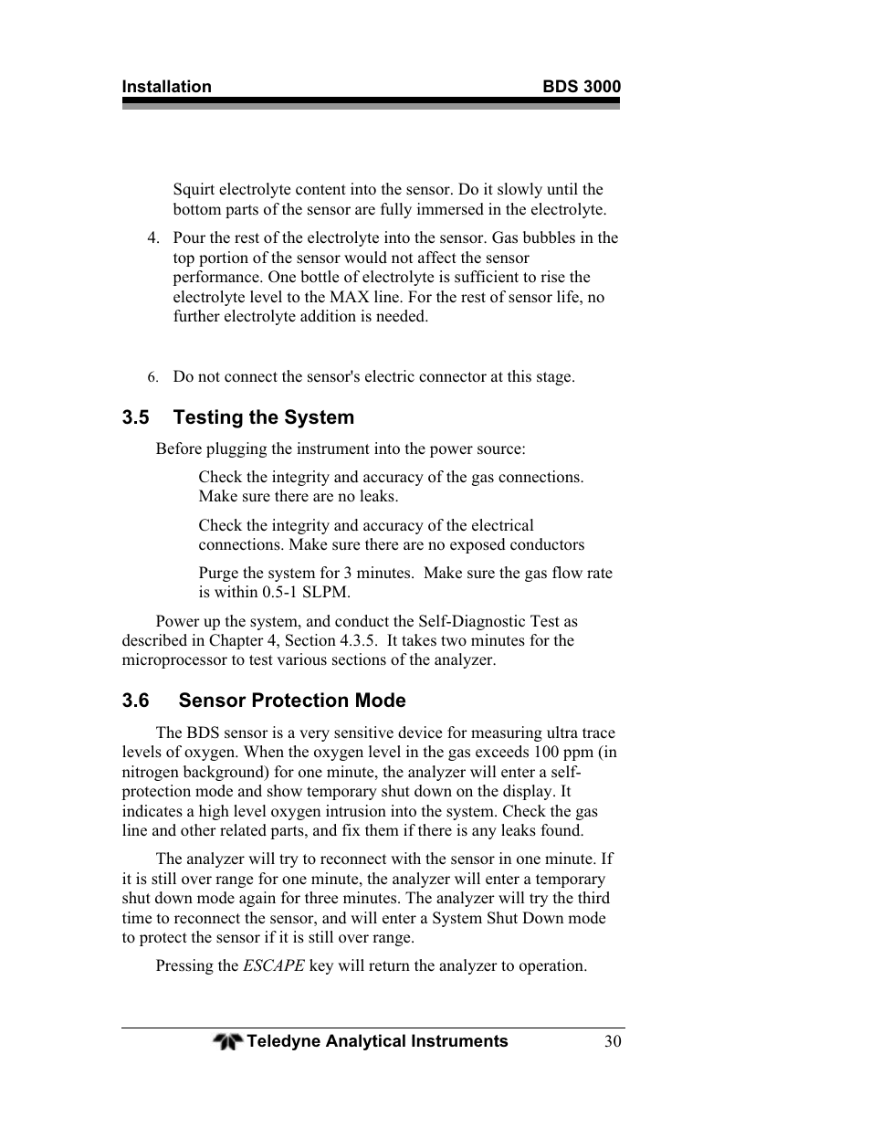 Teledyne BDS-3000 - Oxygen analyzer User Manual | Page 44 / 100