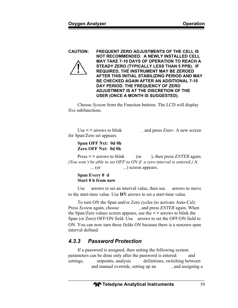 3 password protection | Teledyne BDS-3000 - Oxygen analyzer User Manual | Page 53 / 100