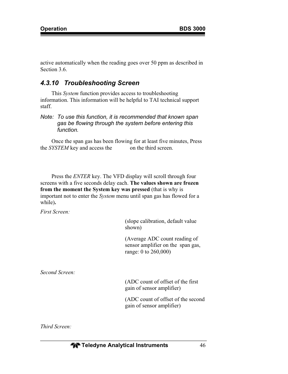 Teledyne BDS-3000 - Oxygen analyzer User Manual | Page 60 / 100