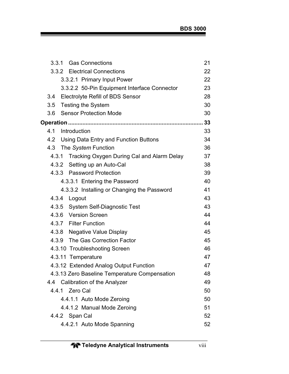 Teledyne BDS-3000 - Oxygen analyzer User Manual | Page 8 / 100