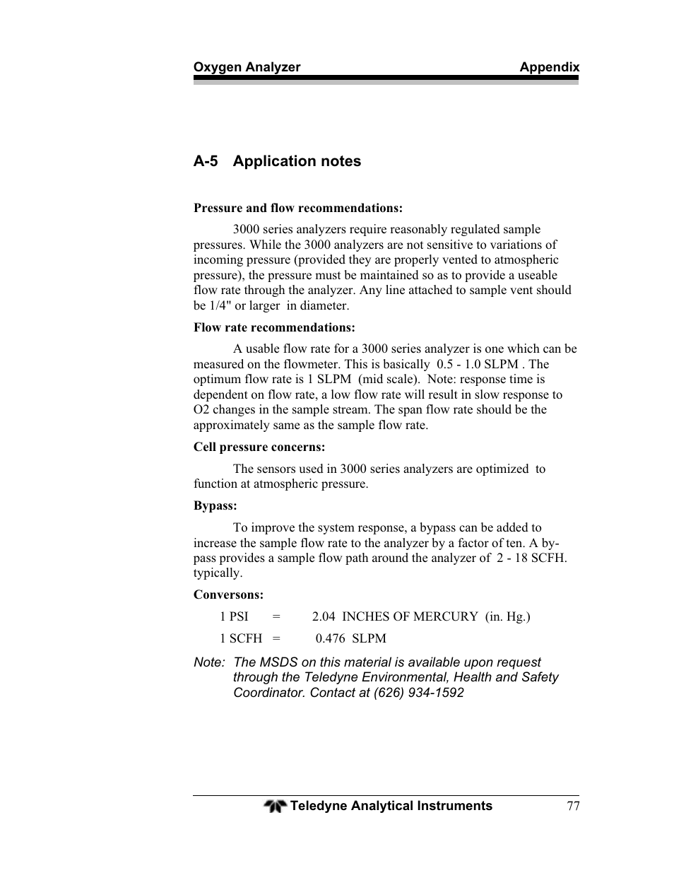 Teledyne BDS-3000 - Oxygen analyzer User Manual | Page 91 / 100