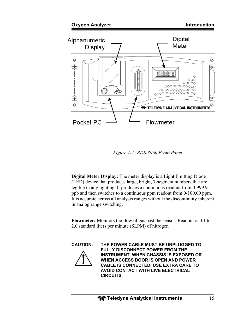 Teledyne BDS-3960 - Oxygen analyzer User Manual | Page 15 / 76