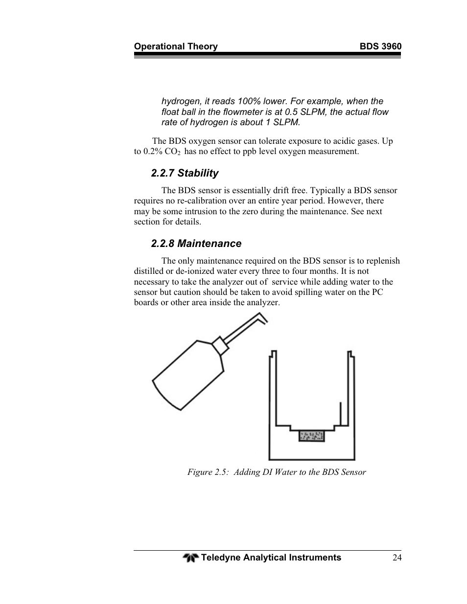 7 stability, 8 maintenance | Teledyne BDS-3960 - Oxygen analyzer User Manual | Page 24 / 76