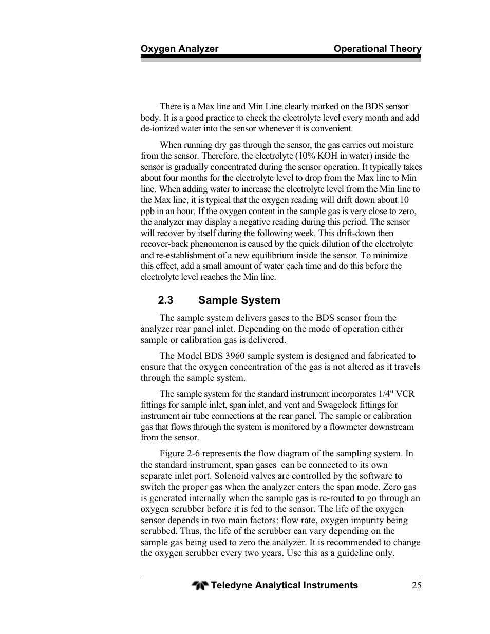 Teledyne BDS-3960 - Oxygen analyzer User Manual | Page 25 / 76