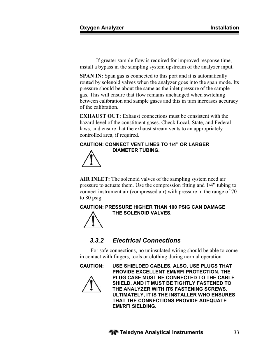 Teledyne BDS-3960 - Oxygen analyzer User Manual | Page 33 / 76