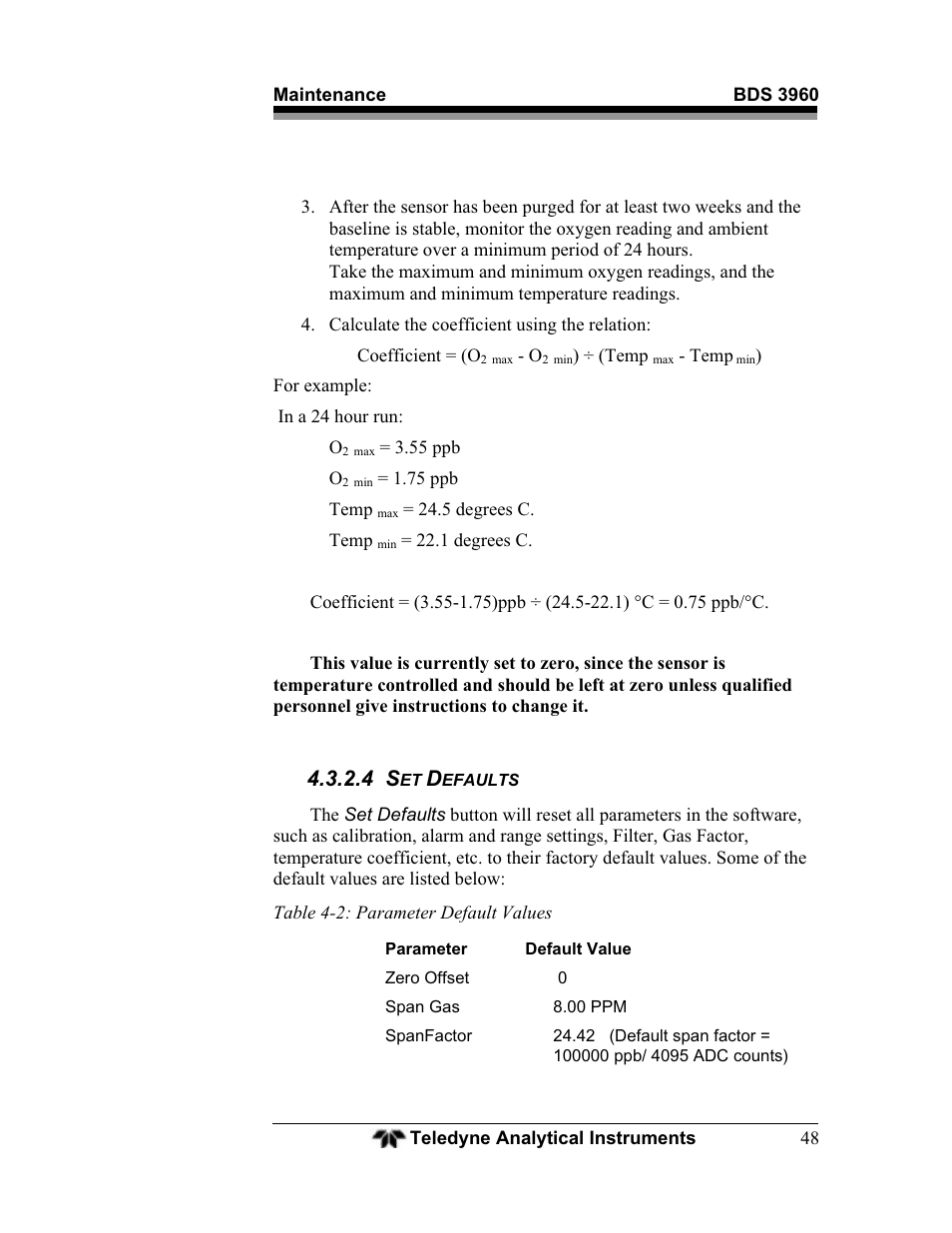 Teledyne BDS-3960 - Oxygen analyzer User Manual | Page 48 / 76