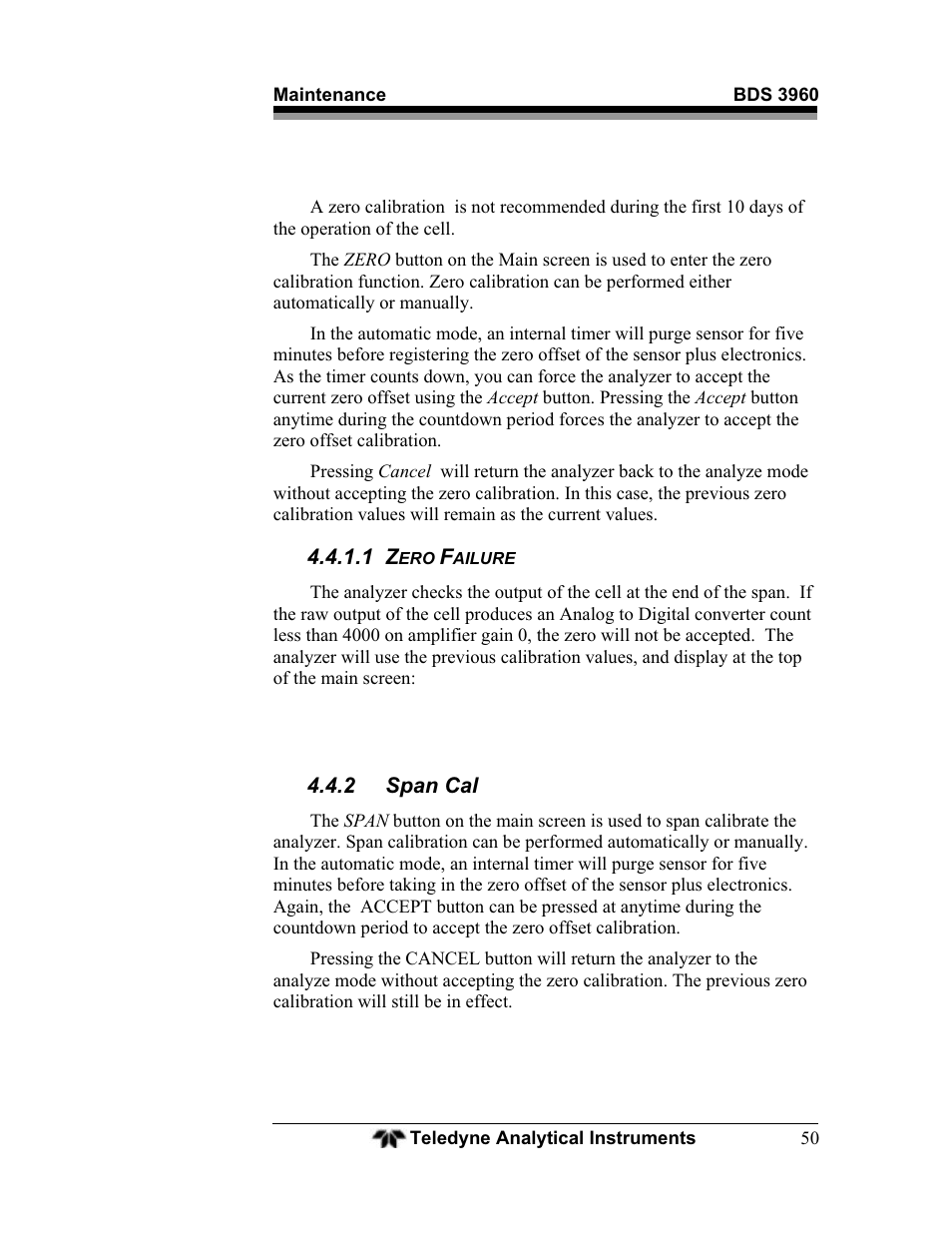 Teledyne BDS-3960 - Oxygen analyzer User Manual | Page 50 / 76