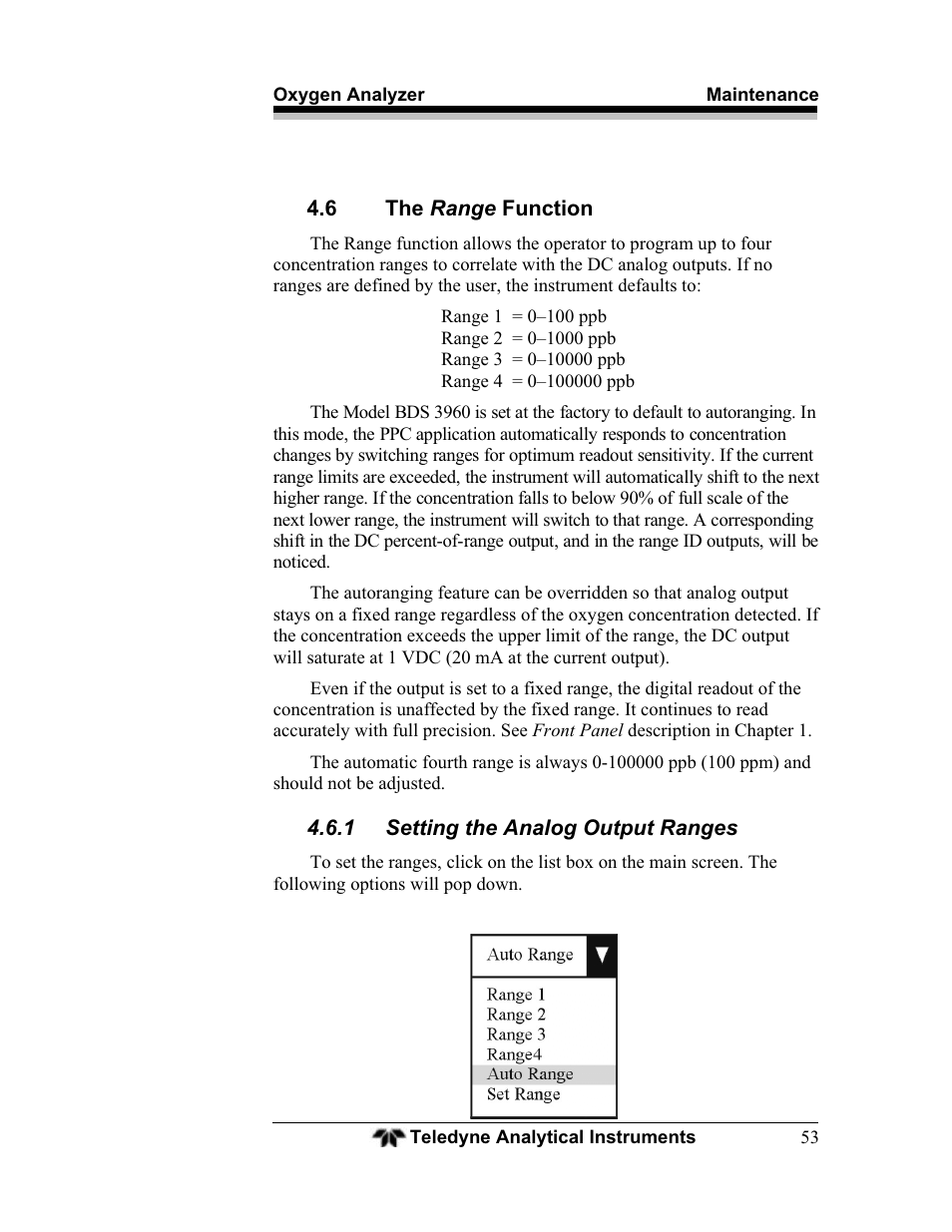 Teledyne BDS-3960 - Oxygen analyzer User Manual | Page 53 / 76