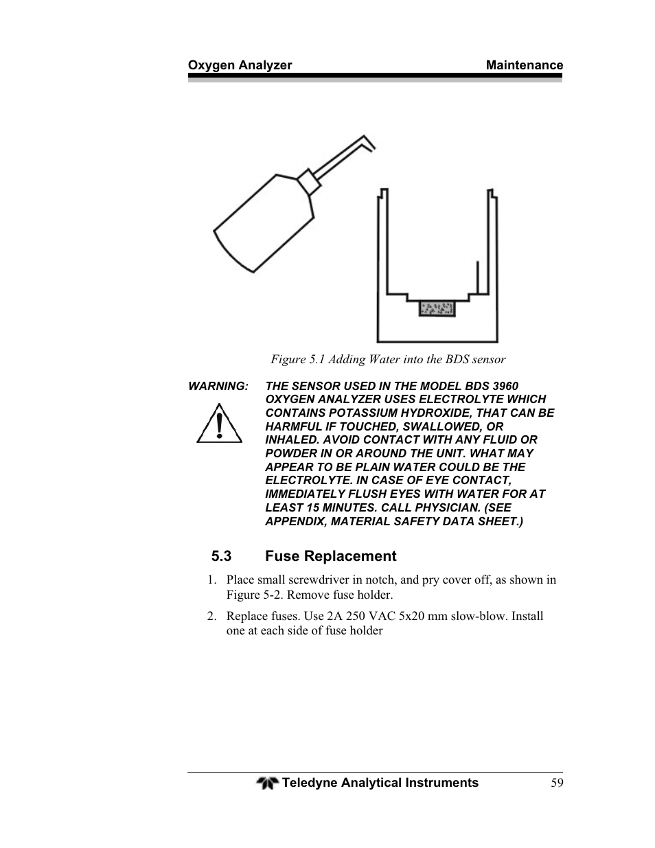 Teledyne BDS-3960 - Oxygen analyzer User Manual | Page 59 / 76