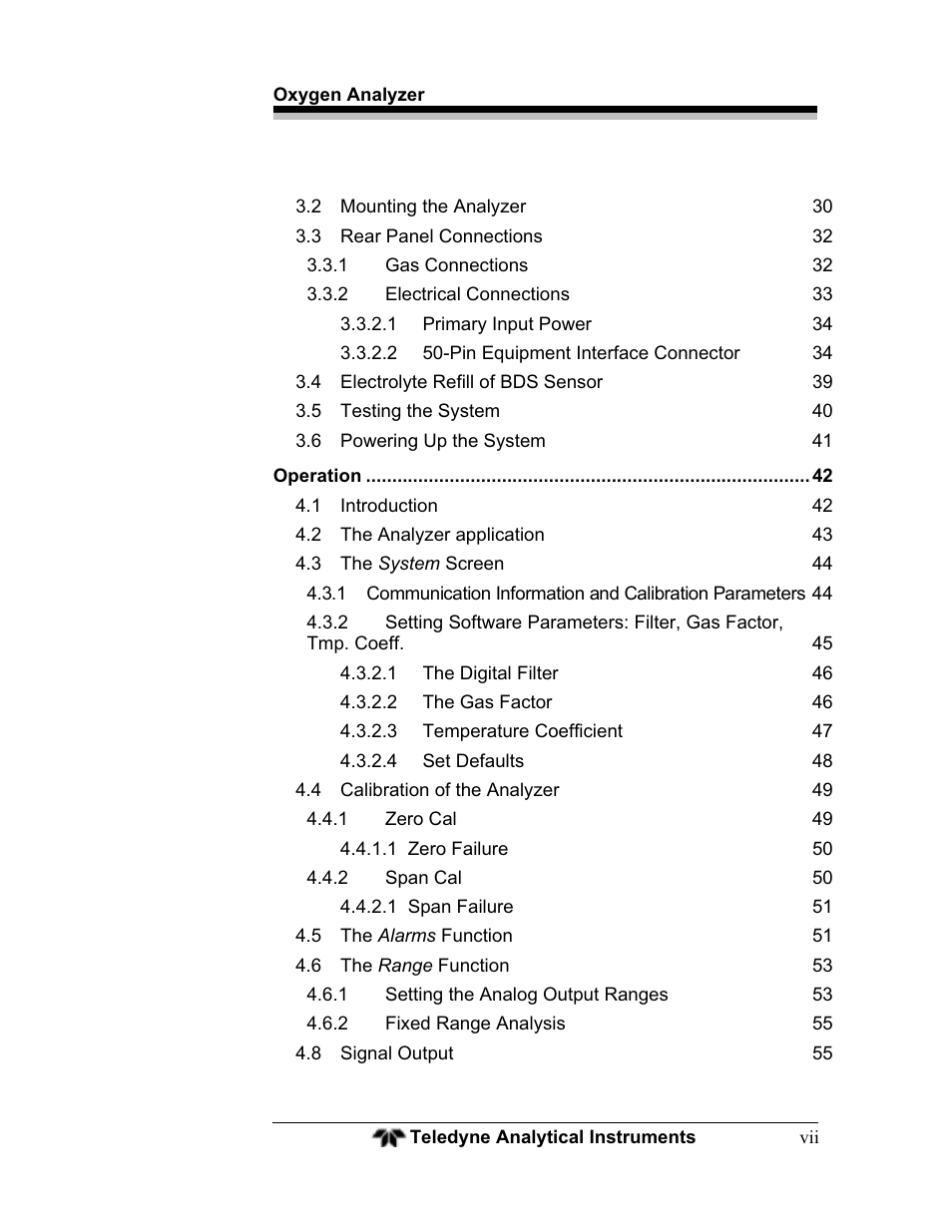 Teledyne BDS-3960 - Oxygen analyzer User Manual | Page 7 / 76
