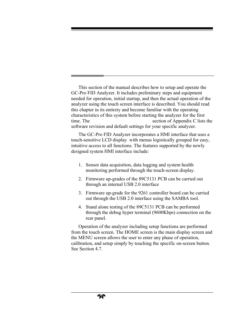 Operation | Teledyne GC-Pro/FID - Gas Chromatograph User Manual | Page 45 / 121