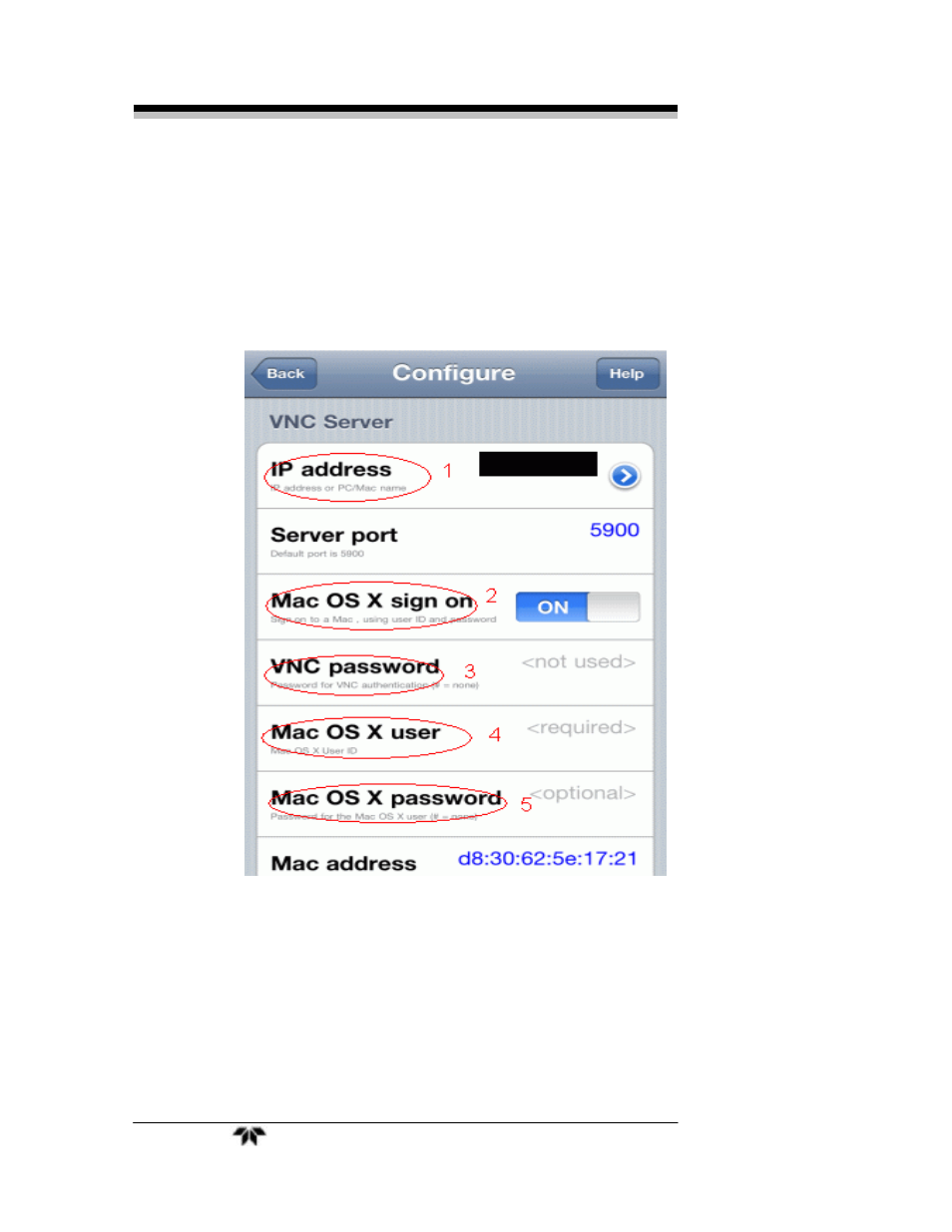 2 settings to enable vnc viewer on iphone | Teledyne GC-Pro - Gas Chromatograph - HMI Remote Access User Manual | Page 12 / 14