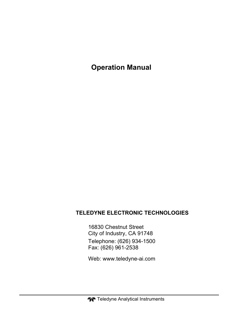 Teledyne GFC-7001E - Trace CO Analyzer User Manual | 321 pages