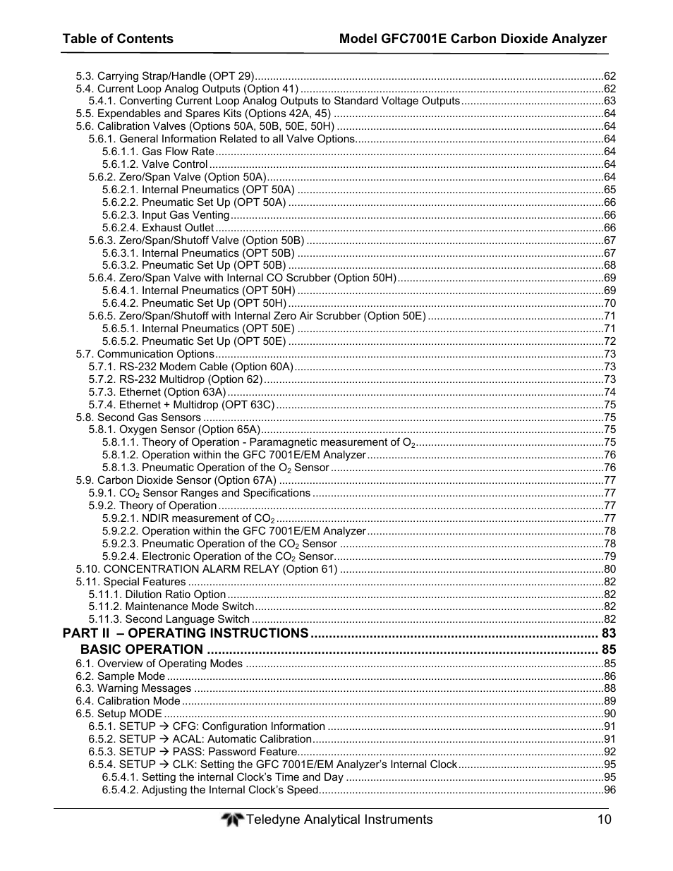 Teledyne GFC-7001E - Trace CO Analyzer User Manual | Page 10 / 321