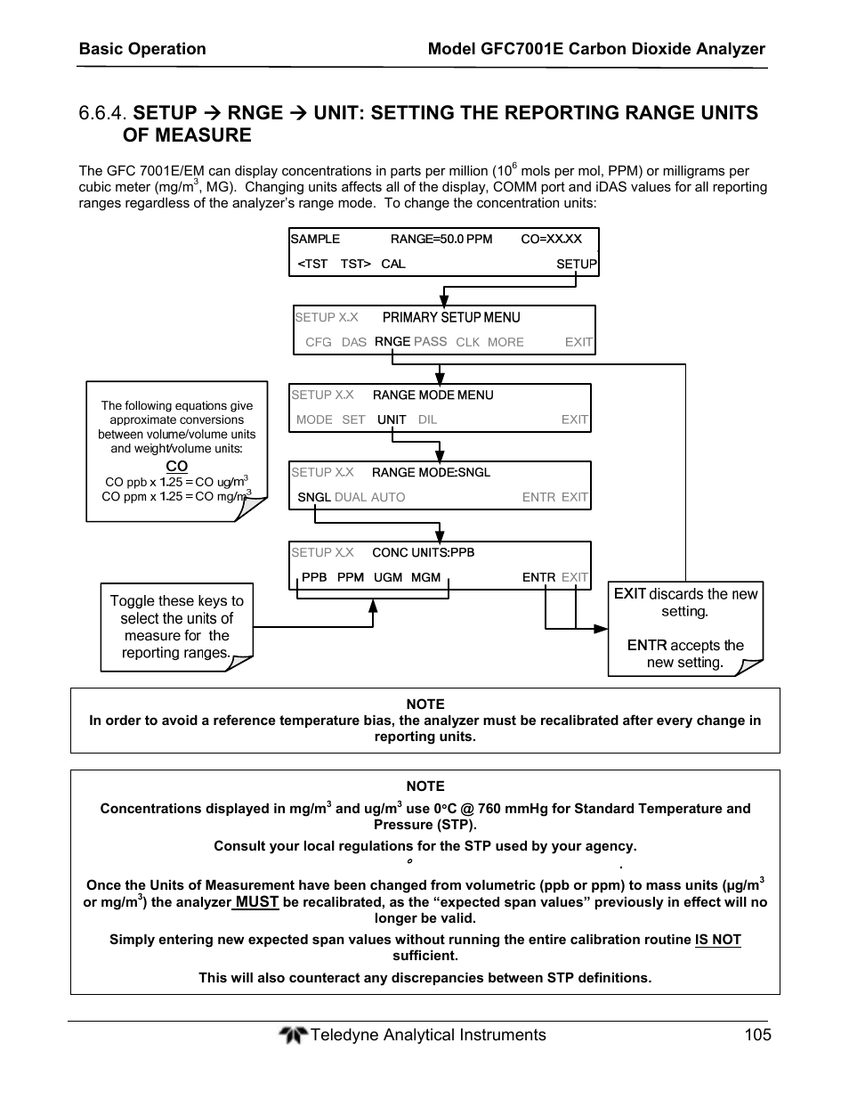 Teledyne GFC-7001E - Trace CO Analyzer User Manual | Page 105 / 321