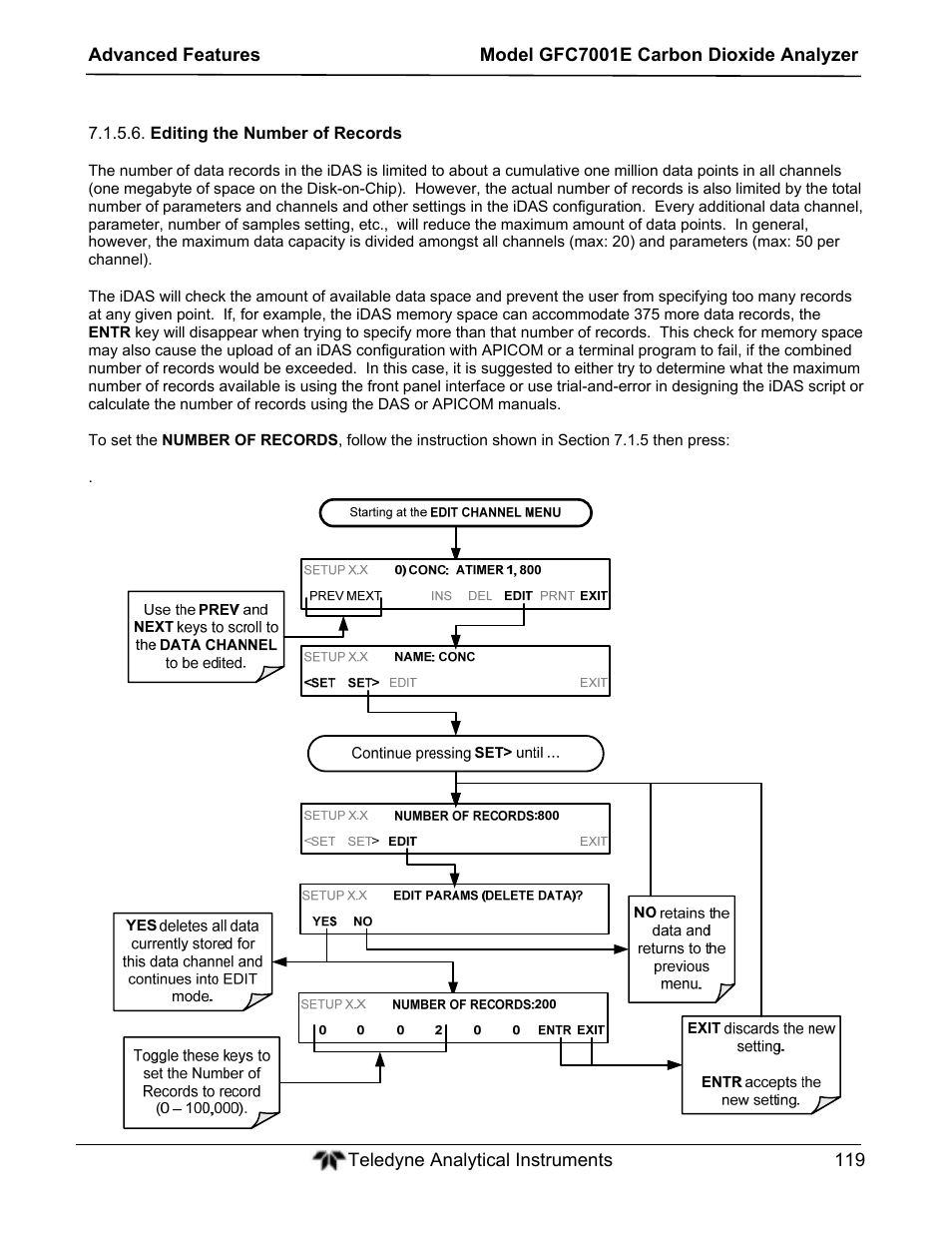 Teledyne GFC-7001E - Trace CO Analyzer User Manual | Page 119 / 321