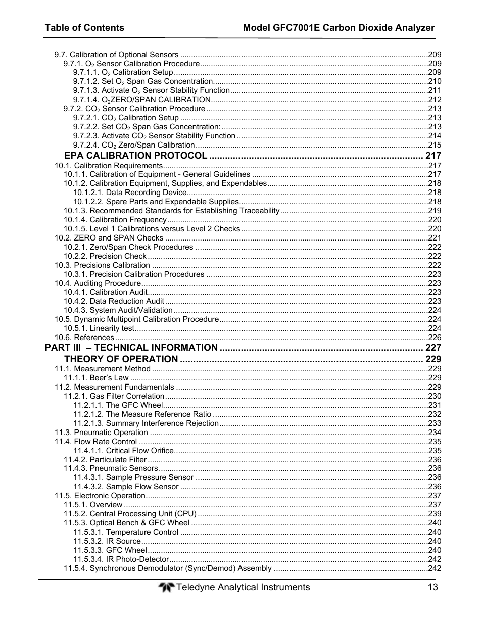 Teledyne GFC-7001E - Trace CO Analyzer User Manual | Page 13 / 321