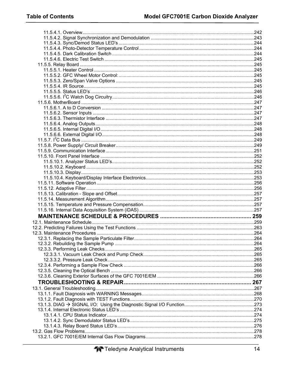 Teledyne GFC-7001E - Trace CO Analyzer User Manual | Page 14 / 321