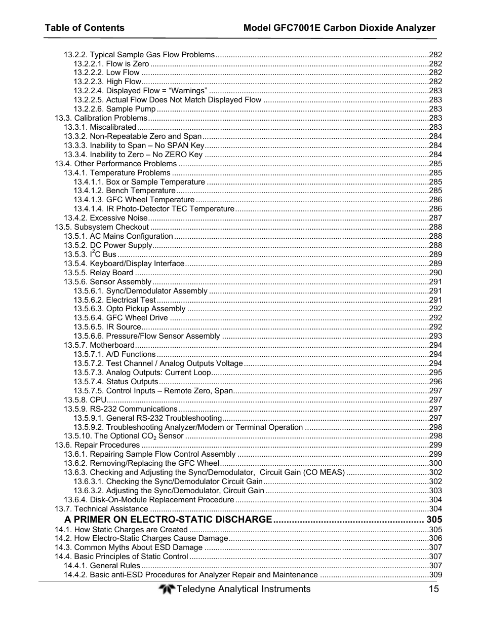 Teledyne GFC-7001E - Trace CO Analyzer User Manual | Page 15 / 321