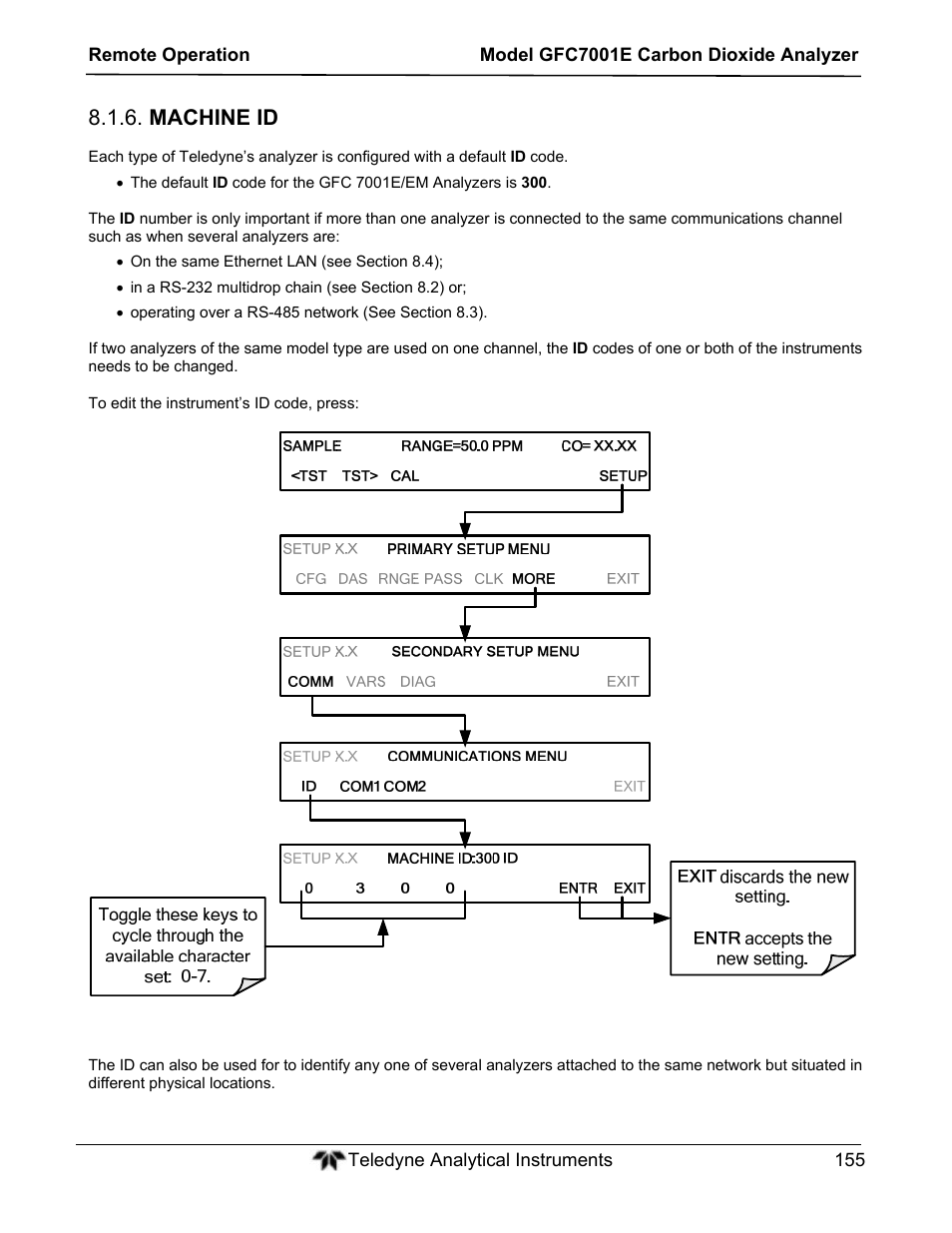 Machine id | Teledyne GFC-7001E - Trace CO Analyzer User Manual | Page 155 / 321