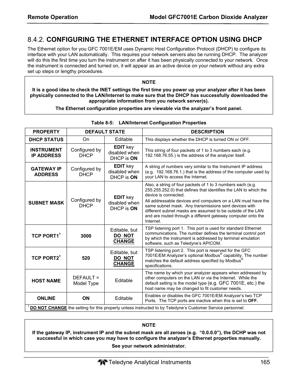 Teledyne GFC-7001E - Trace CO Analyzer User Manual | Page 165 / 321