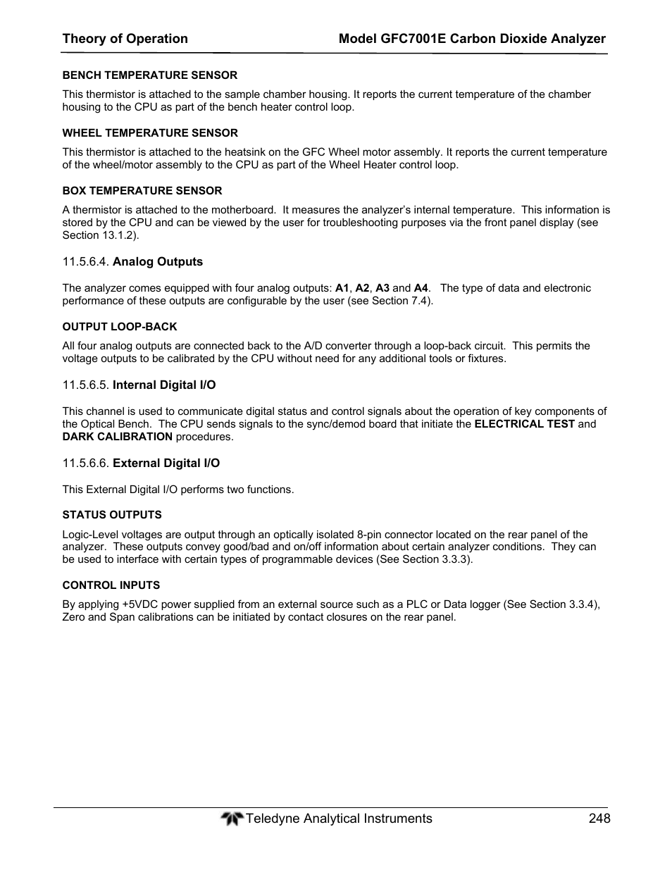 Teledyne GFC-7001E - Trace CO Analyzer User Manual | Page 248 / 321