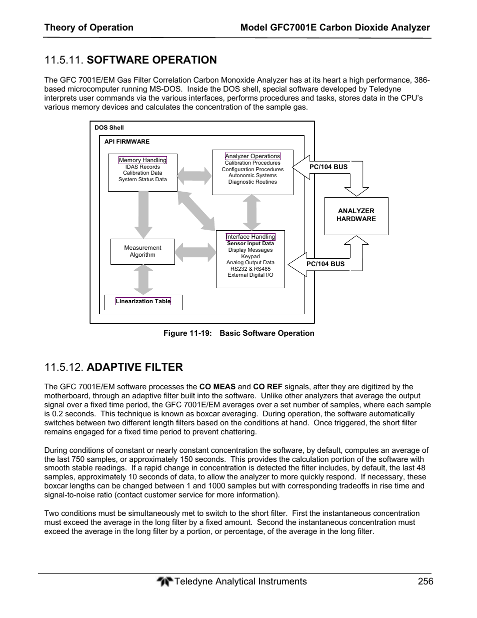 Software operation, Adaptive filter | Teledyne GFC-7001E - Trace CO Analyzer User Manual | Page 256 / 321