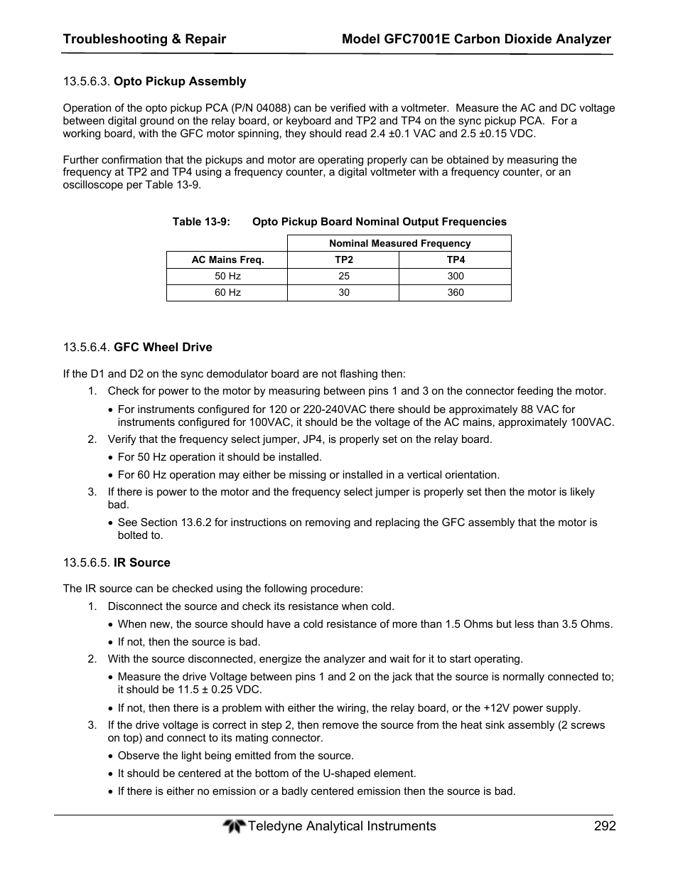 Teledyne GFC-7001E - Trace CO Analyzer User Manual | Page 292 / 321