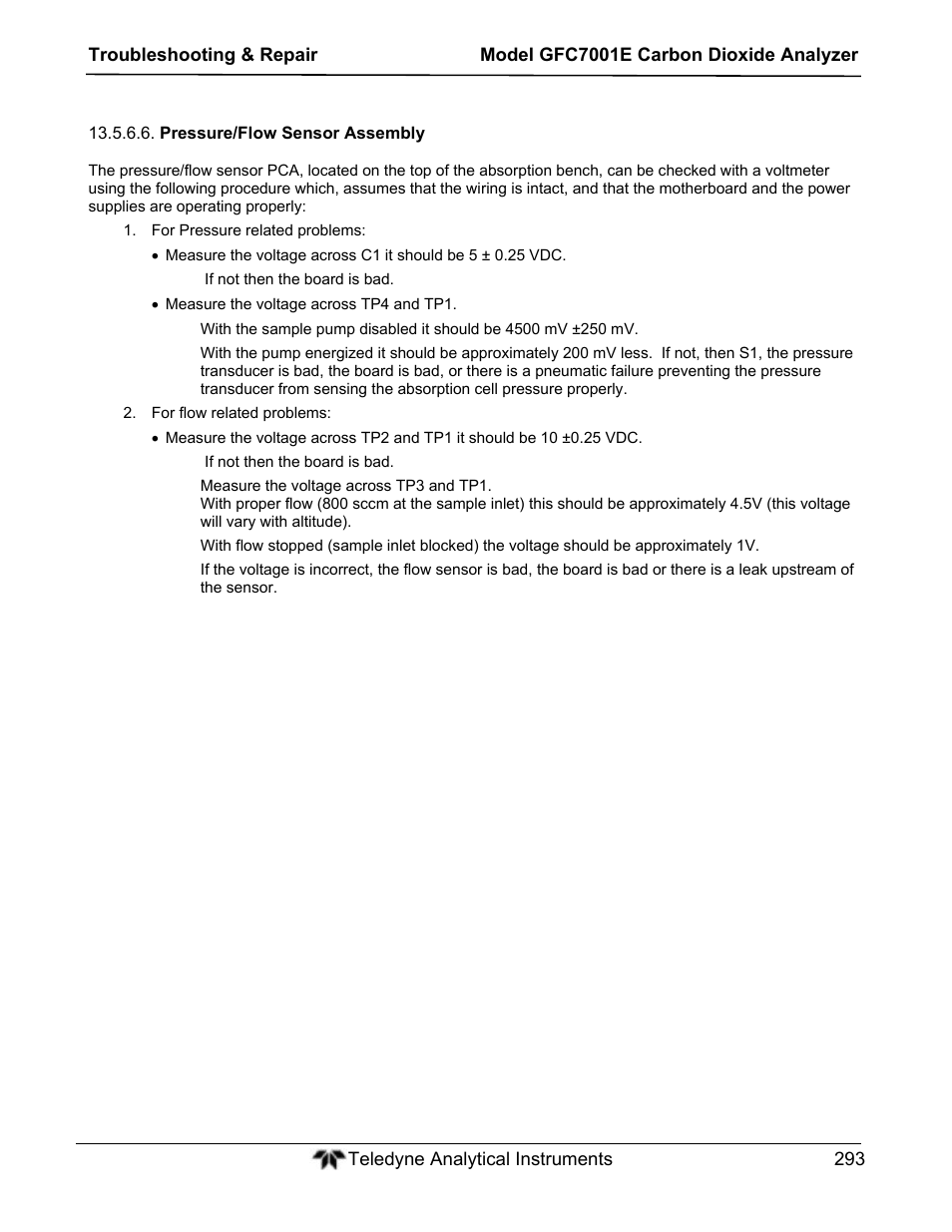 Teledyne GFC-7001E - Trace CO Analyzer User Manual | Page 293 / 321