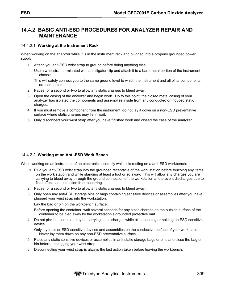 Teledyne GFC-7001E - Trace CO Analyzer User Manual | Page 309 / 321