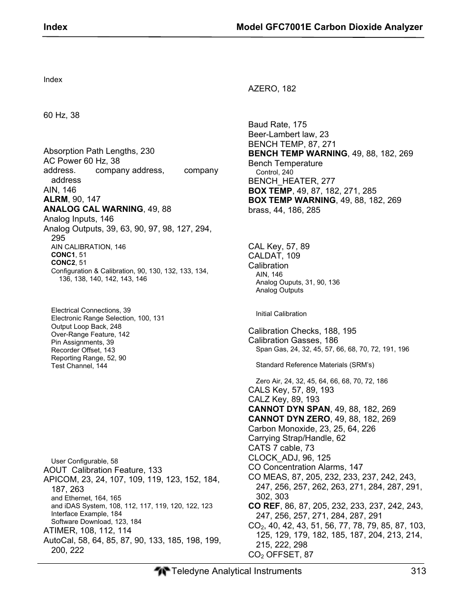 Teledyne GFC-7001E - Trace CO Analyzer User Manual | Page 313 / 321