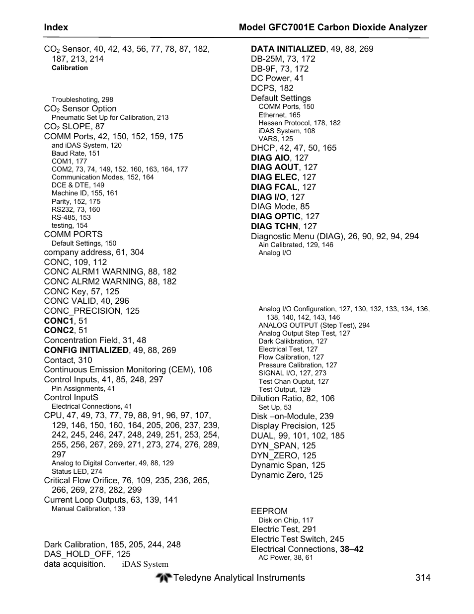 Teledyne GFC-7001E - Trace CO Analyzer User Manual | Page 314 / 321