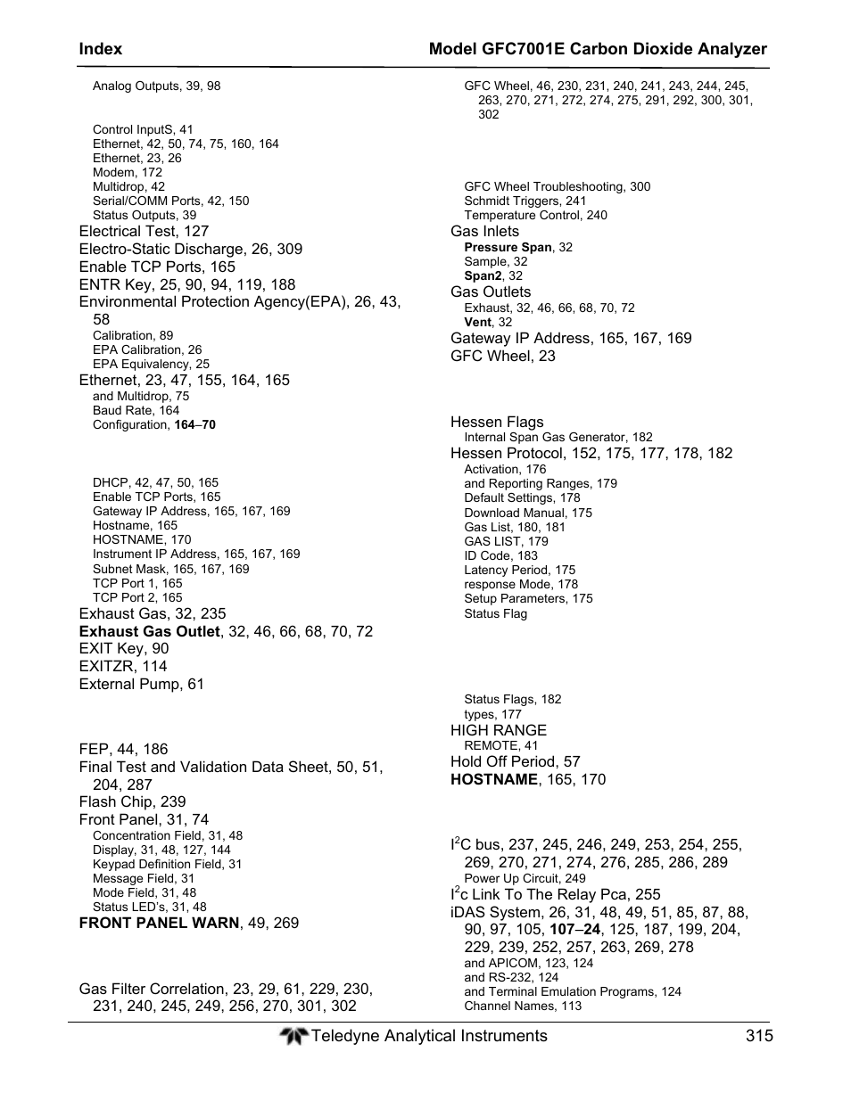 Teledyne GFC-7001E - Trace CO Analyzer User Manual | Page 315 / 321
